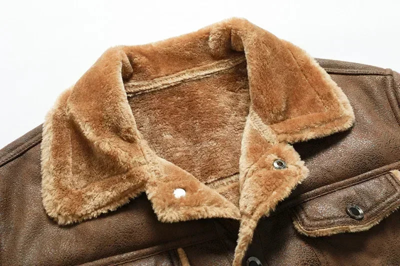 Men Clothing High Quality Male Thicken Leather Jacket Mens Warm Jacket Youth Fashion Casual Coat Winter Men Suede Leather Coat