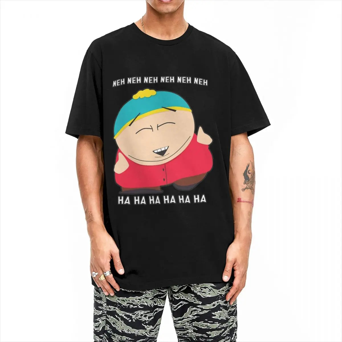 Oversized T Shirt Southparks Eric Cartman Neh Neh Ha Ha 100% Cotton T-Shirts Trending Tshirt for Man Summer Y2K Fun Clothes