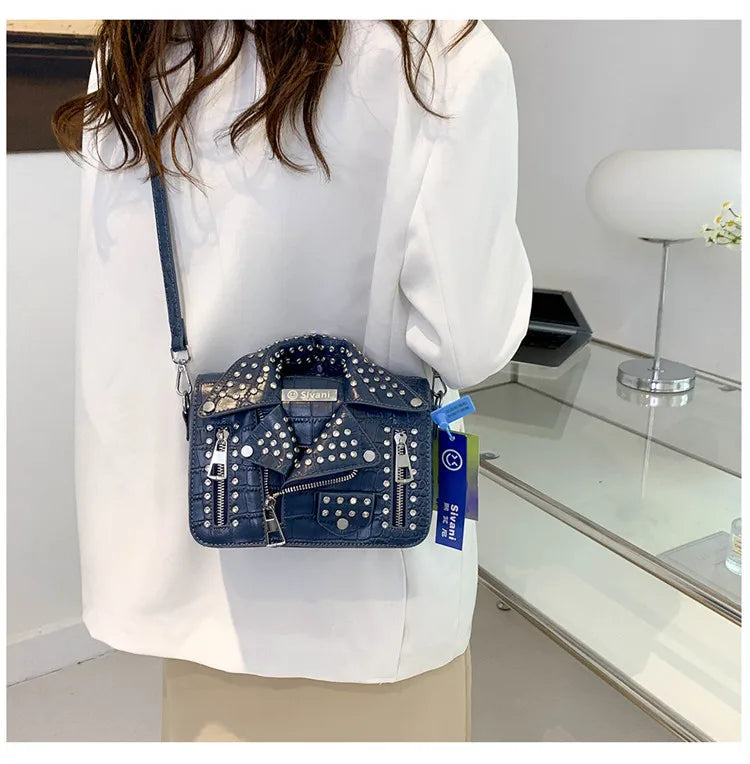 Fashion Jacket Design Crossbody Bag Rivet Clothes Shape Women Handbag Purse Brand Designer Lady Shoulder Bags Luxury Women's Bag