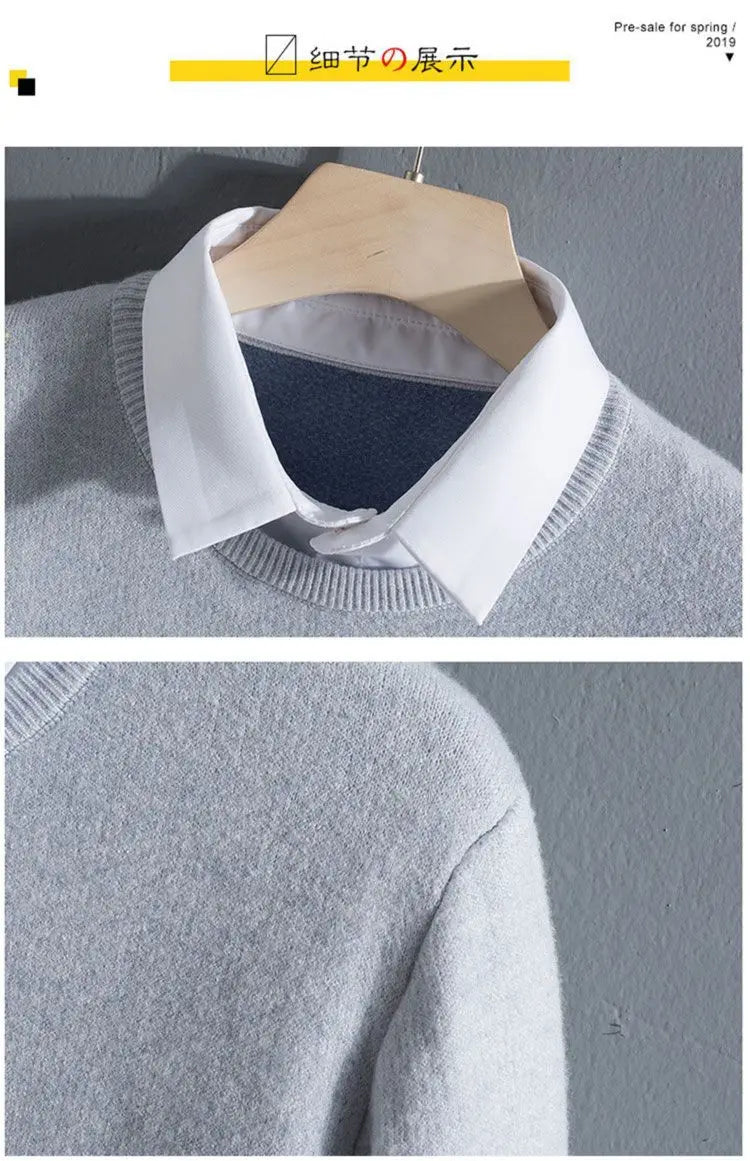 Men's Clothing Autumn Winter Long Sleeve New Tops T-Shirts Round Neck Fashion New Comfortable Solid Color Sweaters