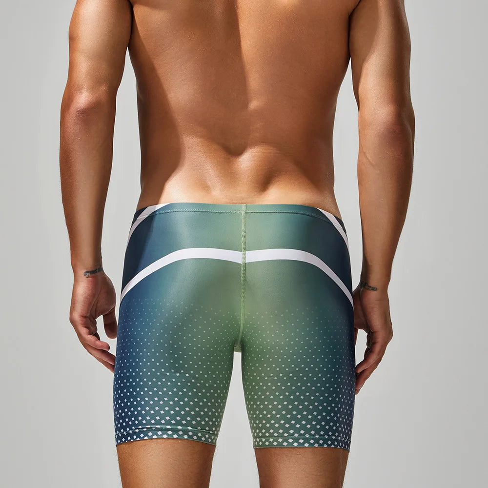 Men's Swimming Trunks Print Quick-Dry Slim-Fit Athletic Swimming Shorts Beach Water Sports Wear