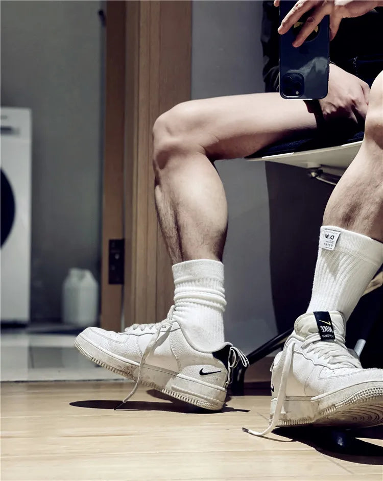 Socks For Men Calcetines Business Socks Crew Meias Basketball Solid Man Socks Cotton Sweat Absorption Sport Men Sock Football