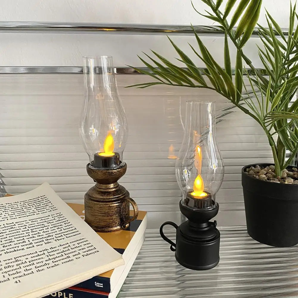 Vintage 80s Old-fashioned Lamp LED Candle Flickering Warm Light Home Decor Electronic Candle Lamp