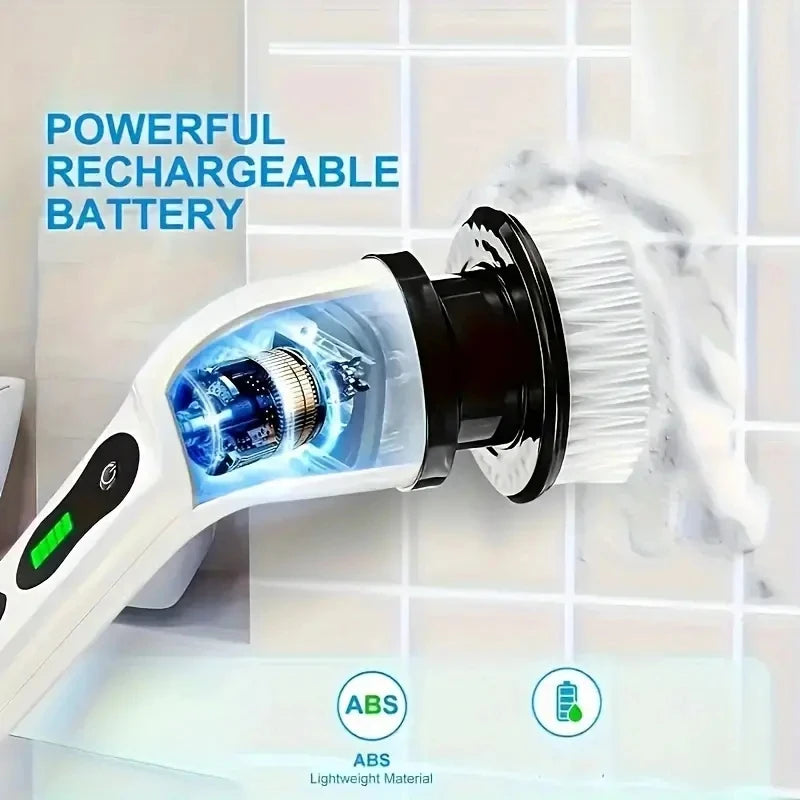 1 Set, Electric Cleaning Brush, Cordless Electric Rotating Scrubber, 7 Brush Heads and Adjustable Extension Handle, Bathroom Cleaning Brush, Household Cleaning Tools