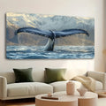 1.5 inch thick pine solid wood frame, whale tail mural canvas art, marine-themed printed posters, interior decor