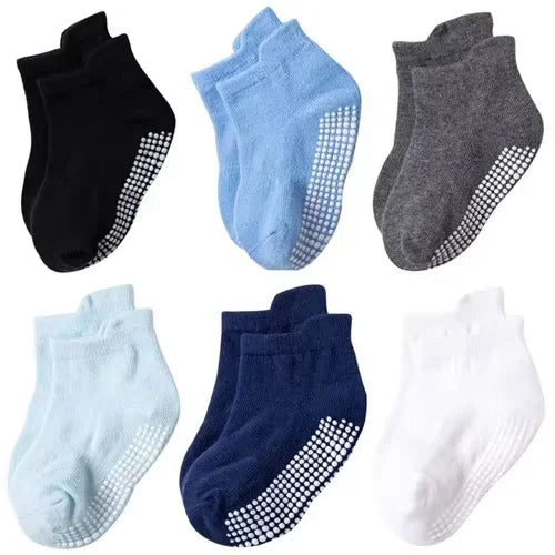 6Pairs/set Children's Socks For Boys Girls Casual Sport Kids Floor Boat Boy Girl Solid Baby Toddler Sock Anti-slip Spring Autumn