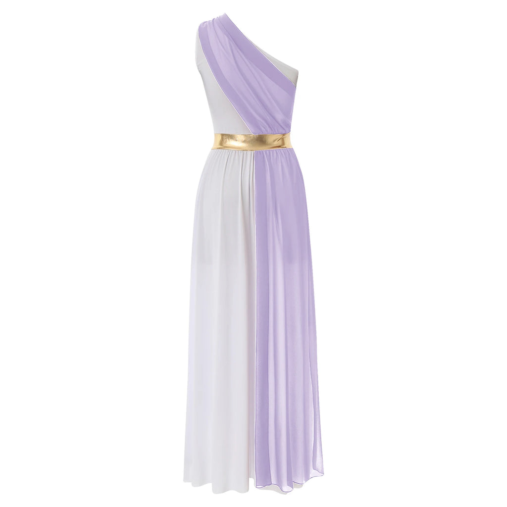 Womens Ancient Greek Costume Halloween Greek Princess Deity Queen Cosplay Flowy Tulle Chiffon Toga Dress Carnival Fancy Dress Up