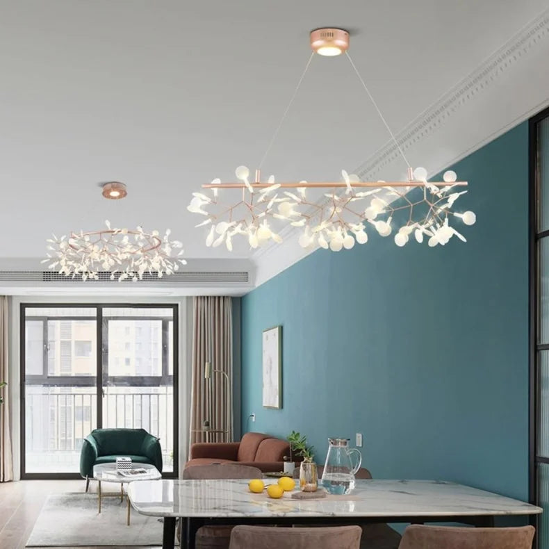 Nordic LED Firefly Ceiling Chandelier Modern Living Dining Room Pendant Lamp Bedroom Hanging Light Lustre Home Decor Fixture2023