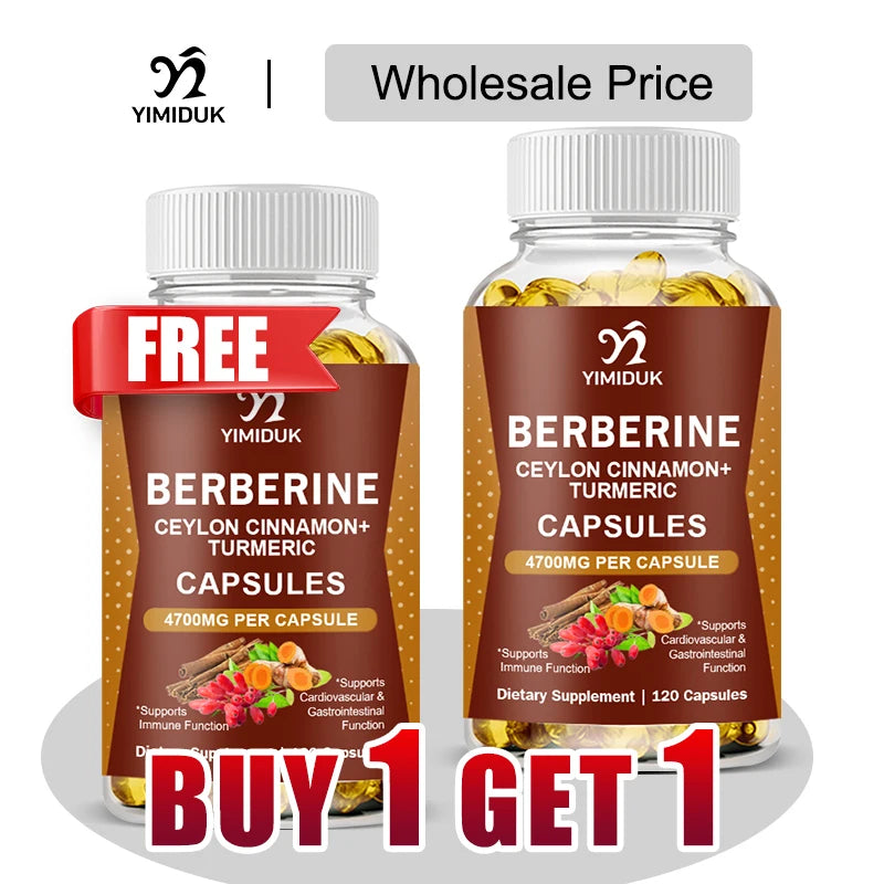 Berberine 4700 Mg Supplement, with Ceylon Cinnamon, Support Heart Health, Immune System, Healthy GI & Cholesterol, Gluten-Free