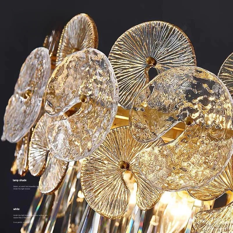 Nordic Luxury Living Room Lotus Pendant Lamp 2024 Modern Crystal Chandeliers Bedroom Restaurant Hotel Home Decor Lustre Fixtures