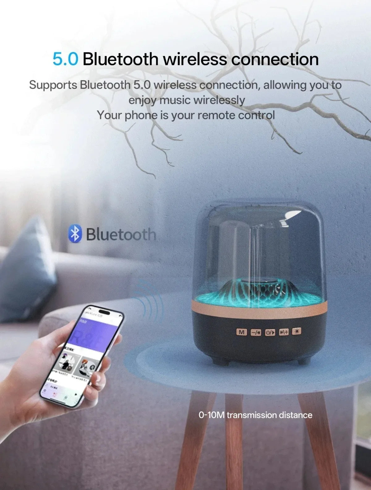 Portable Wireless Soundbar with Bluetooth 5.3 HomeTheater Speaker Subwoofer Hi-Fi Acoustic Breathing Lamp for Android and iOS