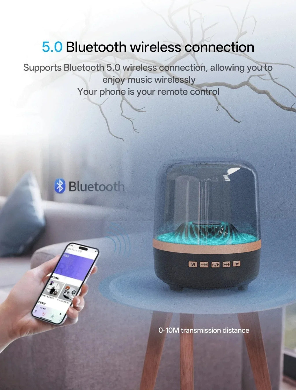 Portable Wireless Soundbar with Bluetooth 5.3 HomeTheater Speaker Subwoofer Hi-Fi Acoustic Breathing Lamp for Android and iOS