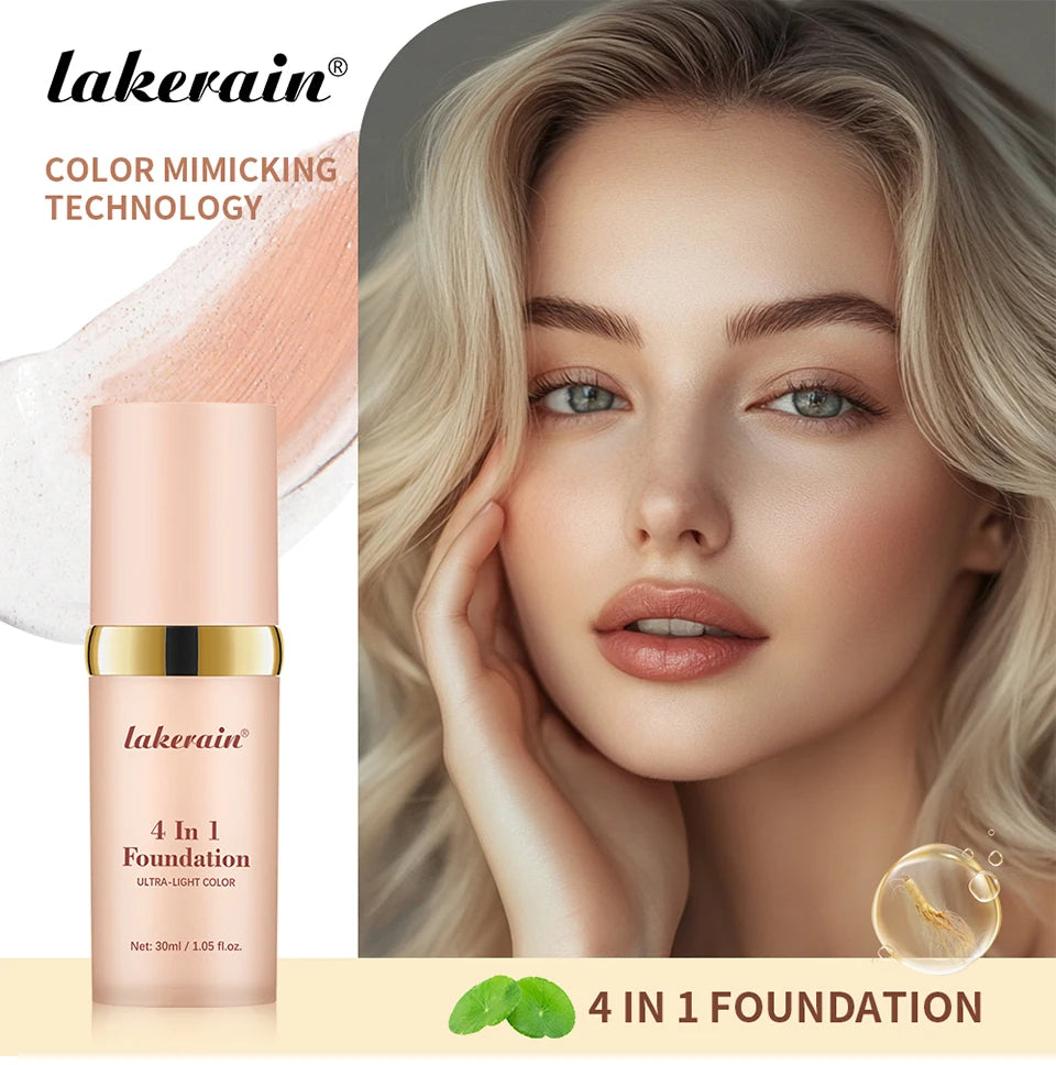 Foundation 4 in 1 - Medium Spectrum with SPF 30+, Longwearing & Waterproof Hydrating Color Changing Foundation Women Cosmetics