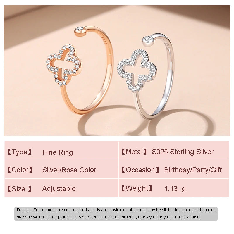 European Shine S925 Sterling Silver Couple Ring AAA CZ Lucky For Women Birthday Party Gift Jewelry