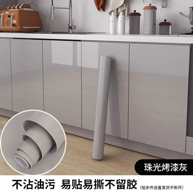 DIY Contact Paper Kitchen Stickers Solid Color PVC Self-adhesive  Home Decorative Marble Wallpaper Living room Study Furnitures