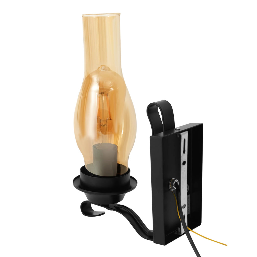 Wall Light with E27 Lamp Holder, Iron and Glass Construction, Soft Lighting, Dimmable Design, Retro Style for Home Decor