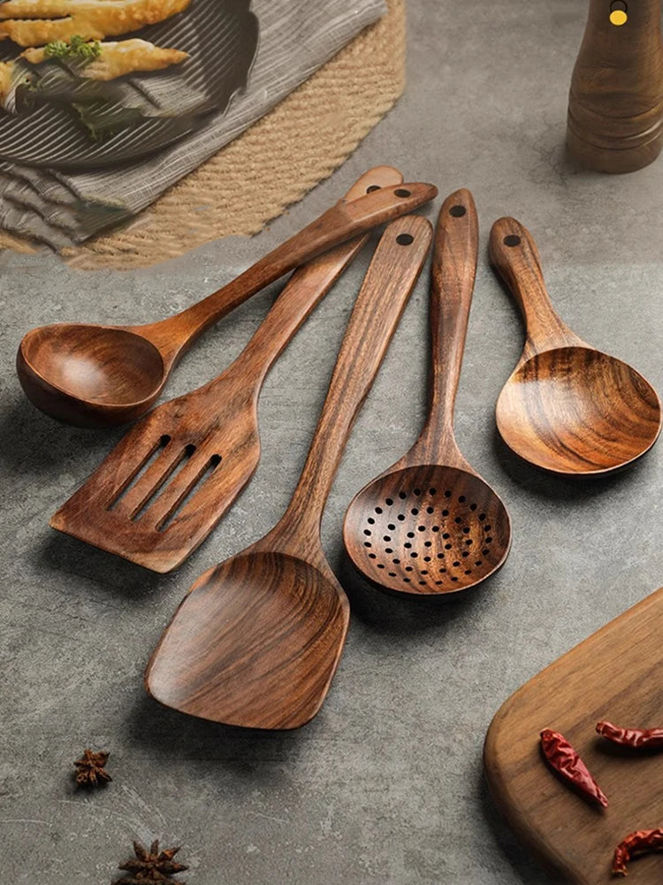 Teak Wooden Spatulas Kitchen Utensils Cooking Utensil Eco-Friendly Wood Spatula for Non Stick Cookware