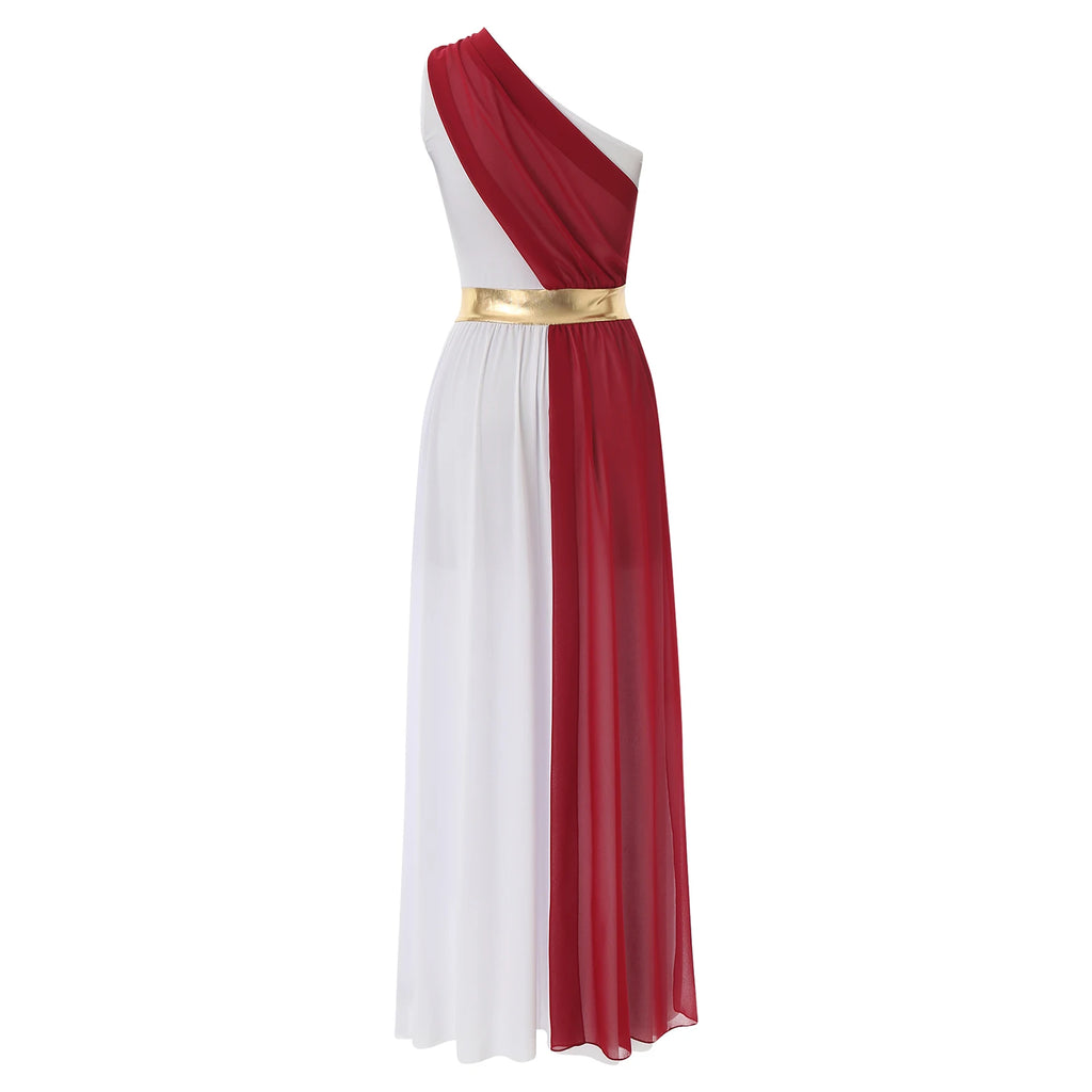 Womens Ancient Greek Costume Halloween Greek Princess Deity Queen Cosplay Flowy Tulle Chiffon Toga Dress Carnival Fancy Dress Up