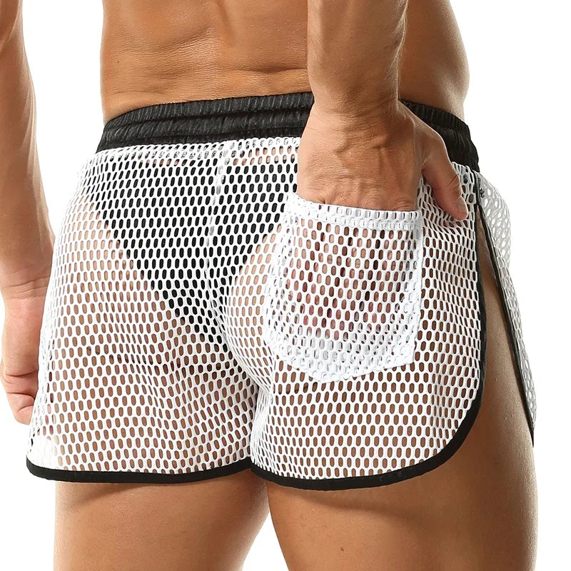 Men's Swimming Trunks Low Waist Board Shorts Mesh Breathable Swimsuit Shorts