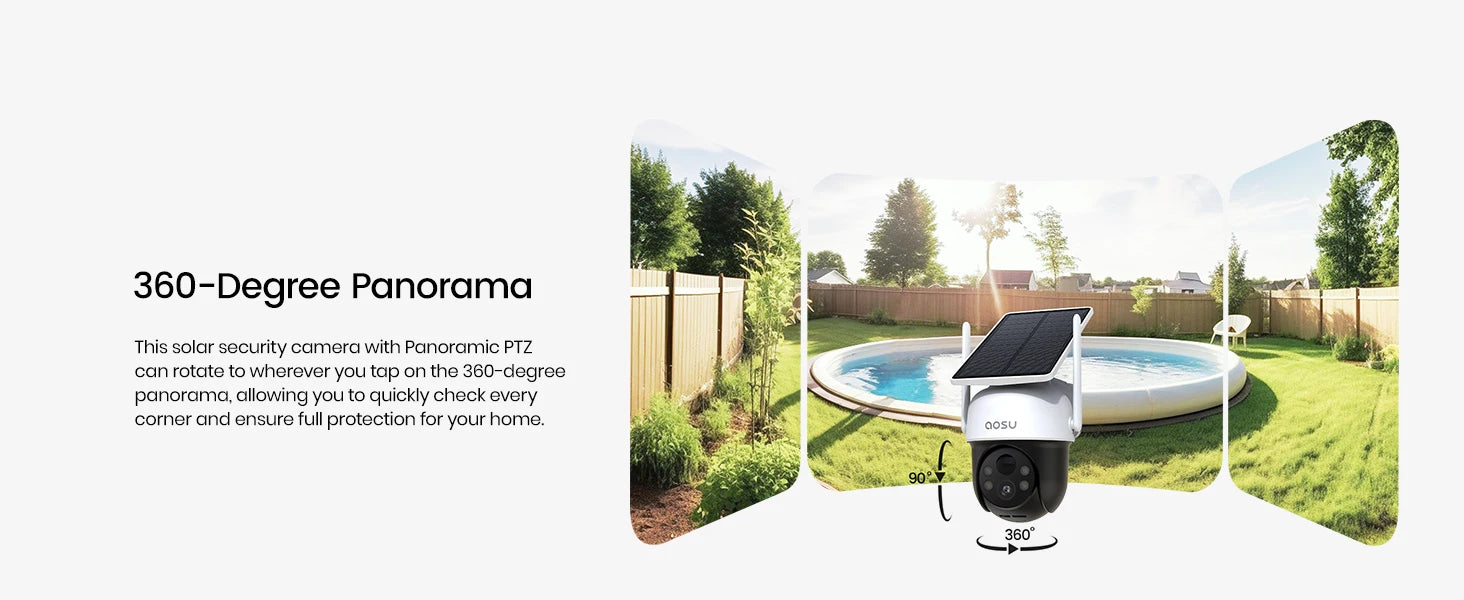 Renewed AOSU 2/4/6/8pcs 3MP Solar Camera 5000mAh Battery Two-way Audio Security Camera Wireless Solar Panel PTZ CCTV Camera