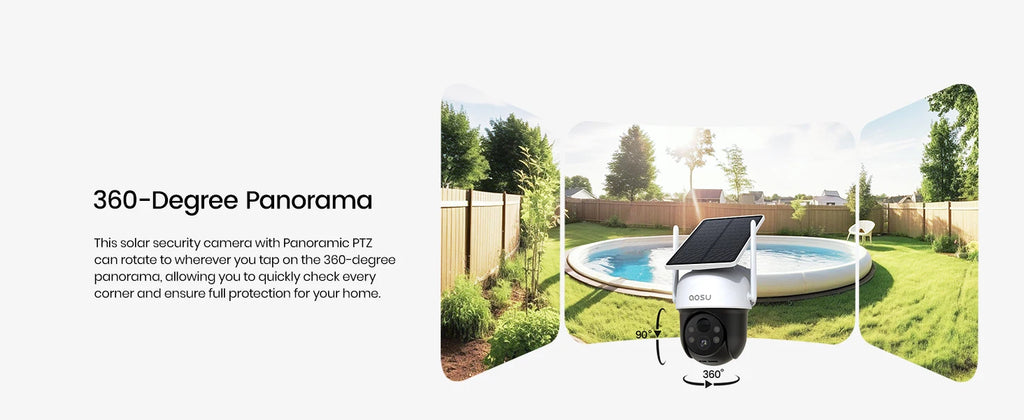 Renewed AOSU 2/4/6/8pcs 3MP Solar Camera 5000mAh Battery Two-way Audio Security Camera Wireless Solar Panel PTZ CCTV Camera