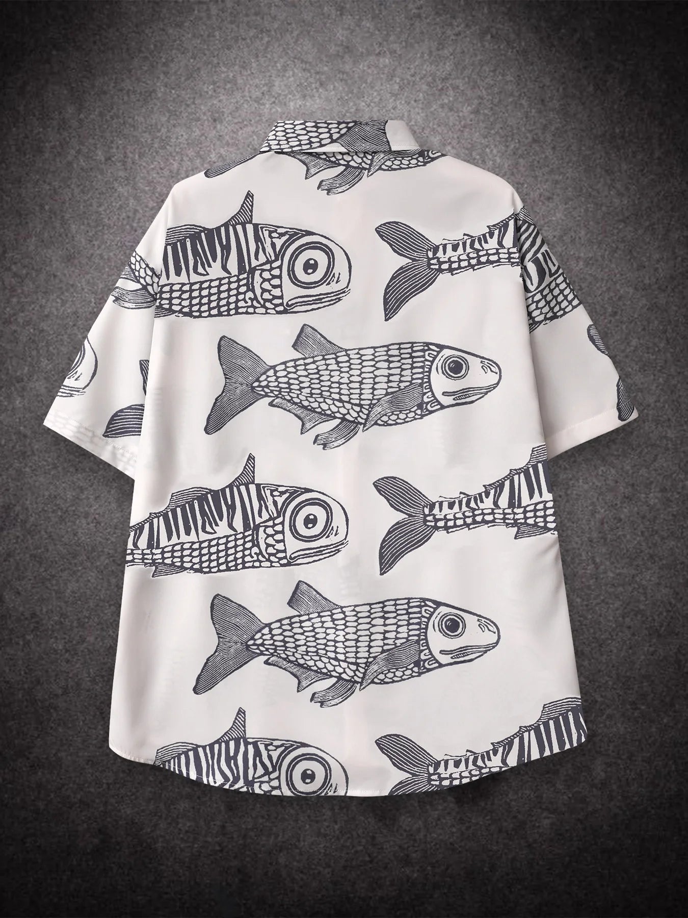 Oversized Loose Men Shirt American Style Summer Fried Street Fashion Small Fish Print New Personalized Mens Casual Shirts