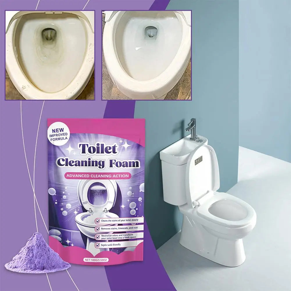 Household Toilet Cleaning Powder Powerful Descaling Stain Remover Odor Eliminator Fresh Fragrance Easy to Use