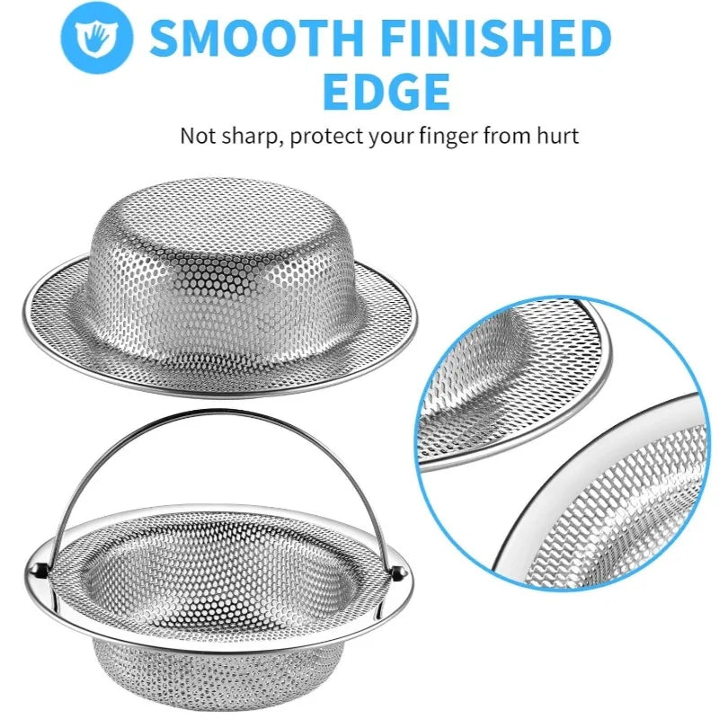 Kitchen Sink Filter Stainless Steel Garbage Food Residue Hair Catcher Sewer Mesh Strainers Bathroom Drain Hole Filter Trap