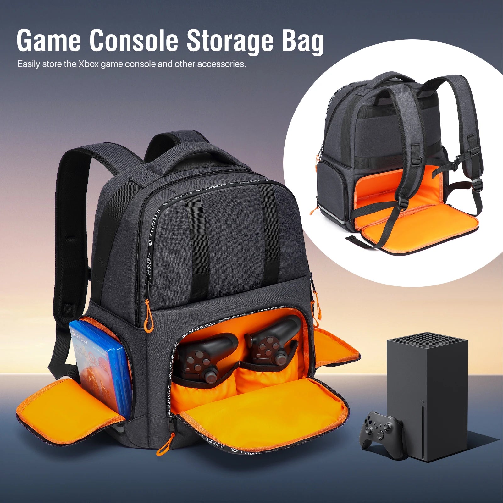 Backpack Compatible with Xbox Series X/S Console Bag with Separate Storage Room Console Headset Pockets for Gaming Accessories