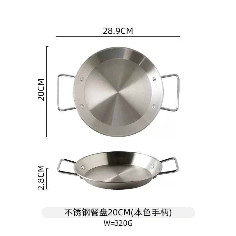 Spanish seafood rice Pot thickened stainless steel Cooking Paella Pan Lobster Snack Plates Saucepan Dry Pots Double Ears HotPot