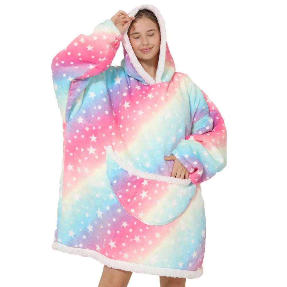 Lazy Hoodie Blanket Oversized for Women Winter Fleece Sherpa Leopard Print Sleeping Blanket Hoodies Thicken Fleece Sweatshirt