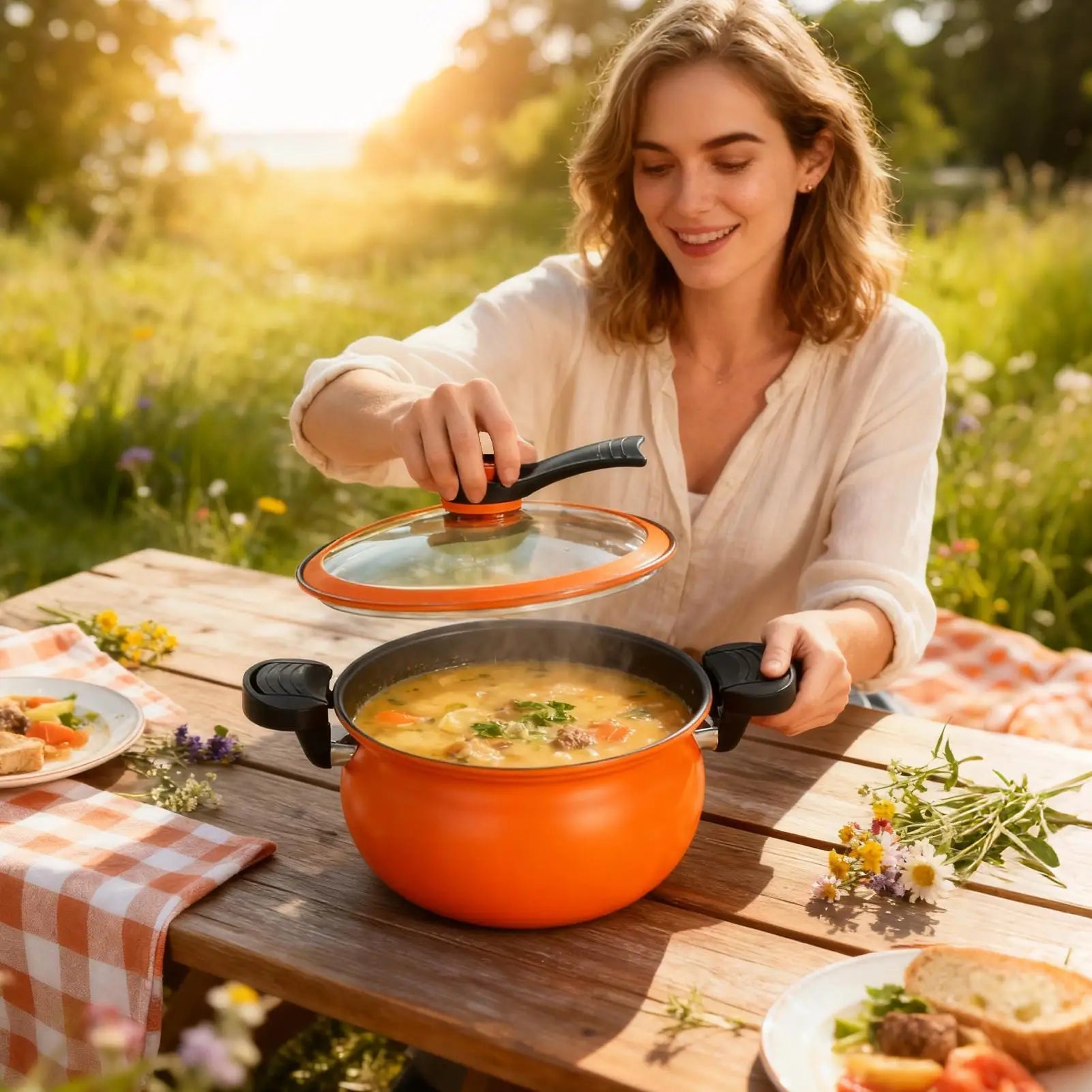 Cooking Pot Large Deep Cookware with Visible Lid Induction Pot Saucepan with Handles for Gas Ceramic Home Kitchen Restaurant