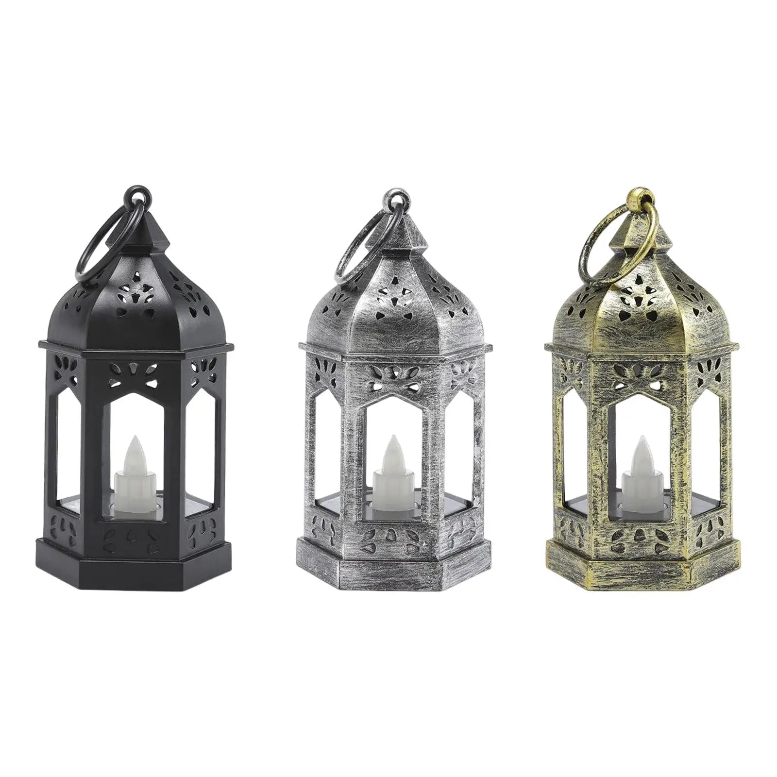 European Style Electronic Candle Lantern Wind Lamp Hanging Hook Candle Light for Garden Wedding Indoor Outdoor Home Decor