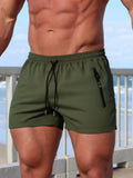 Summer Men's Swimming Trunks With Zipper Pockets Shorts Running Sport Swimming Shorts Mesh Liner Breathable Sports Shorts