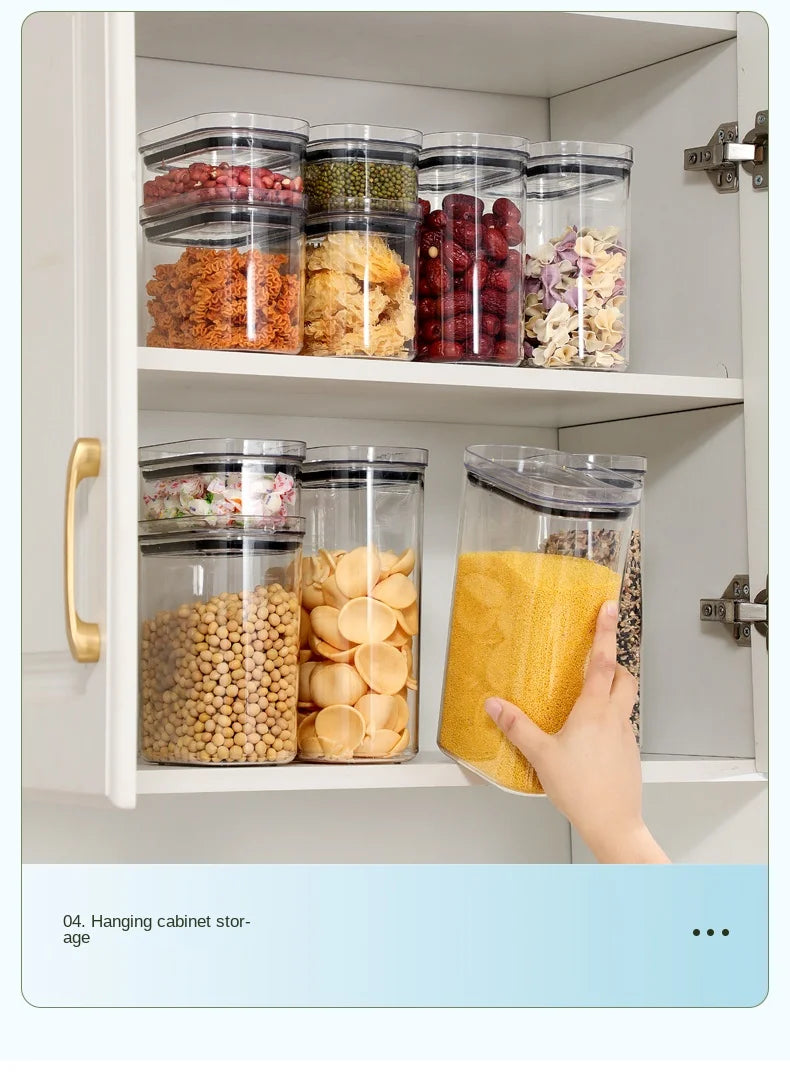 Large Capacity Sealed Jar Kitchen Cabinet Organizer Grain Soybean Nuts Storage Refrigerator Crisper Strong Plastic Sealed Tank
