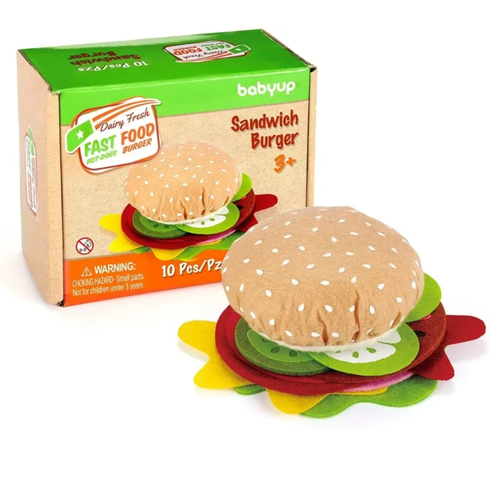 A Set Plush Material Felt Food Set Interactive Creative Children Pretend Play Food Portable Storage DIY Felt Cloth Toy