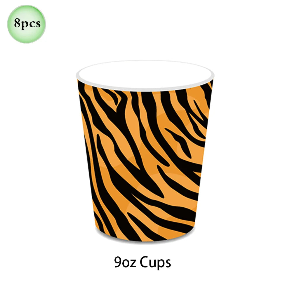 Woodland Animal Print Tablecloth Disposable Plates Napkins Cups Kids Jungle Safari Birthday Party Table Decoration & Accessories