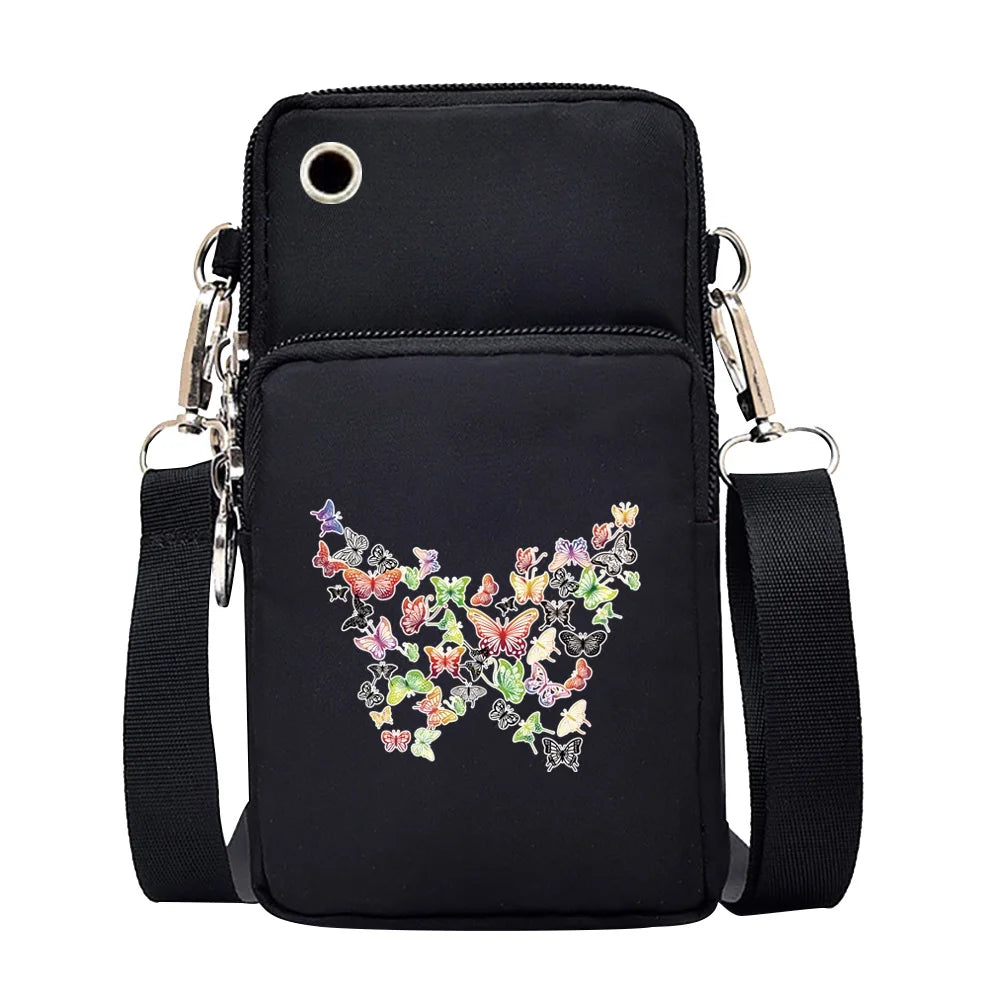 Universal Mobile Phone Bag Iphone 13 Huawei Shoulder Cross-body Package Women Sport Pouch Unisex Arm Wrist Bags Butterfly Print