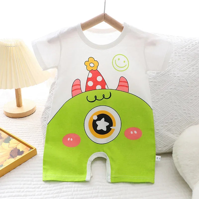 2025 Infant Toddler Crawling Clothes Cotton Summer Boys Girls Thin Male Baby Female Short-sleeved Romper suit Children's Onesie
