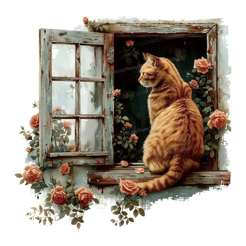 Cartoon Cat Window Wall Sticker Living Room Sofa Background Decoration Wallpaper For Home Decor Kids Room Art Decals M984