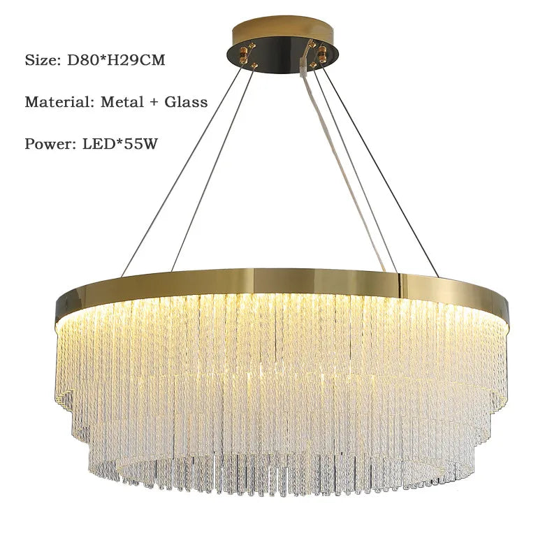 Post Modern Led Chandelier 2026 New Tassel Crystal Pendant Lamp American Luxurious Chandelier Home Decor Luster Lighting Fixture
