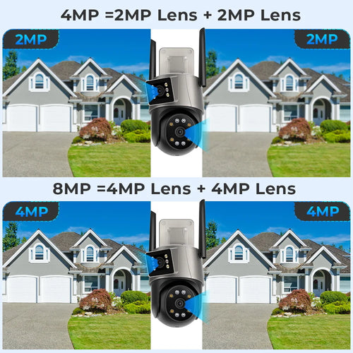 8MP 4K Dual Lens PTZ IP Camera Outdoor Ai Human Detection CCTV Security Camera Color Night Vision Wifi Surveillance Camera ICsee