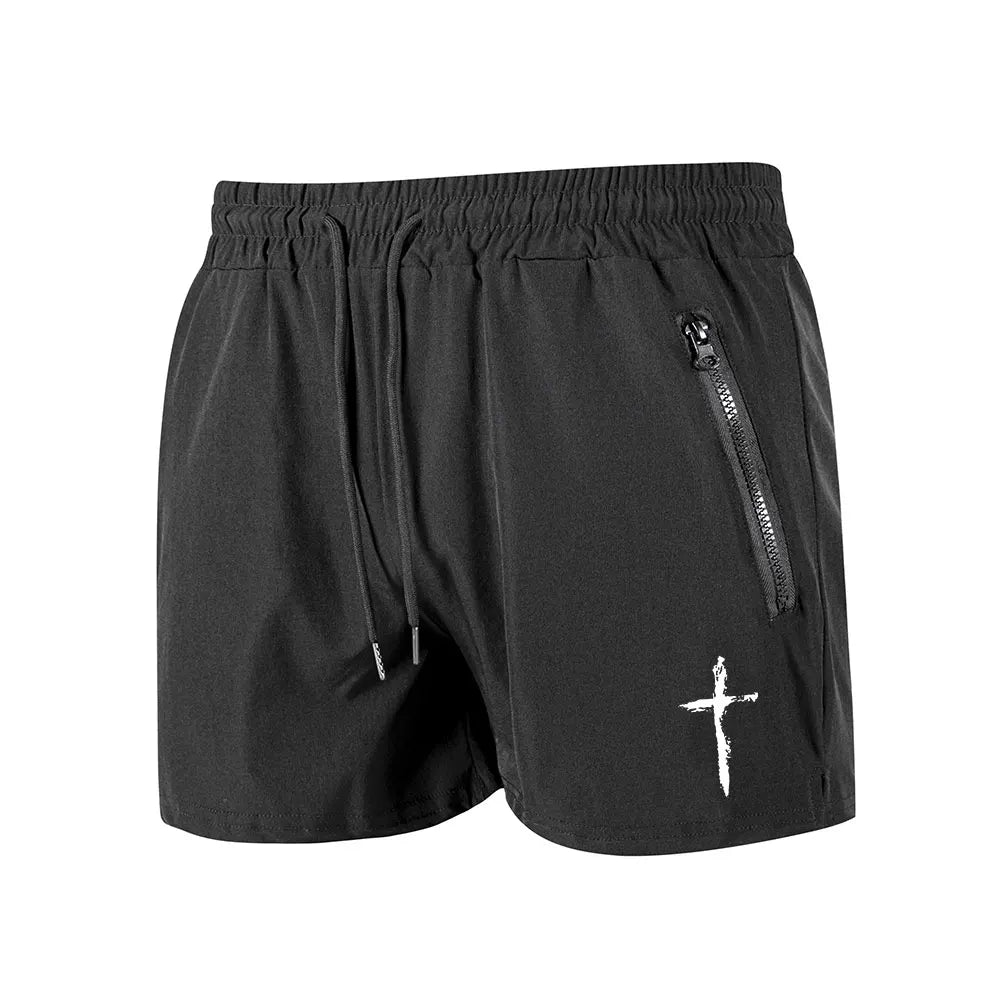 Men's Swimming Trunks Summer Gyms Fitness Bodybuilding Men Cross Print Beach Shorts Boxer Trunks Men Running Sport Sportwaer