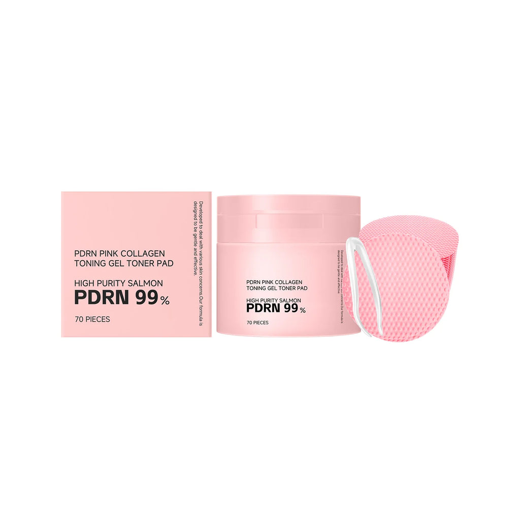 PDRN Pink Collagen Toning Gel Toner Pad Hydrating Shrink Pores Brightening Improve Skin Elasticity Smoothing Firming Cotton Pads