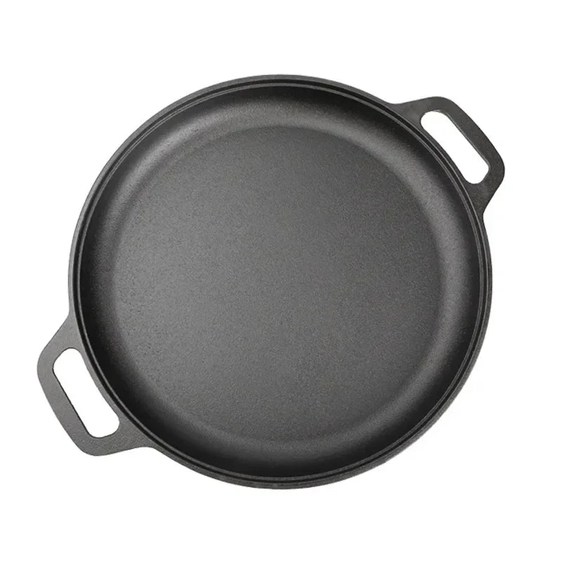 Cast Iron Frying Pan Non-stick Pan Pizza Egg Pancake Pot Vegetable Steak Skillet Home Kitchen Flat Pan Omelette Outdoor Cookware