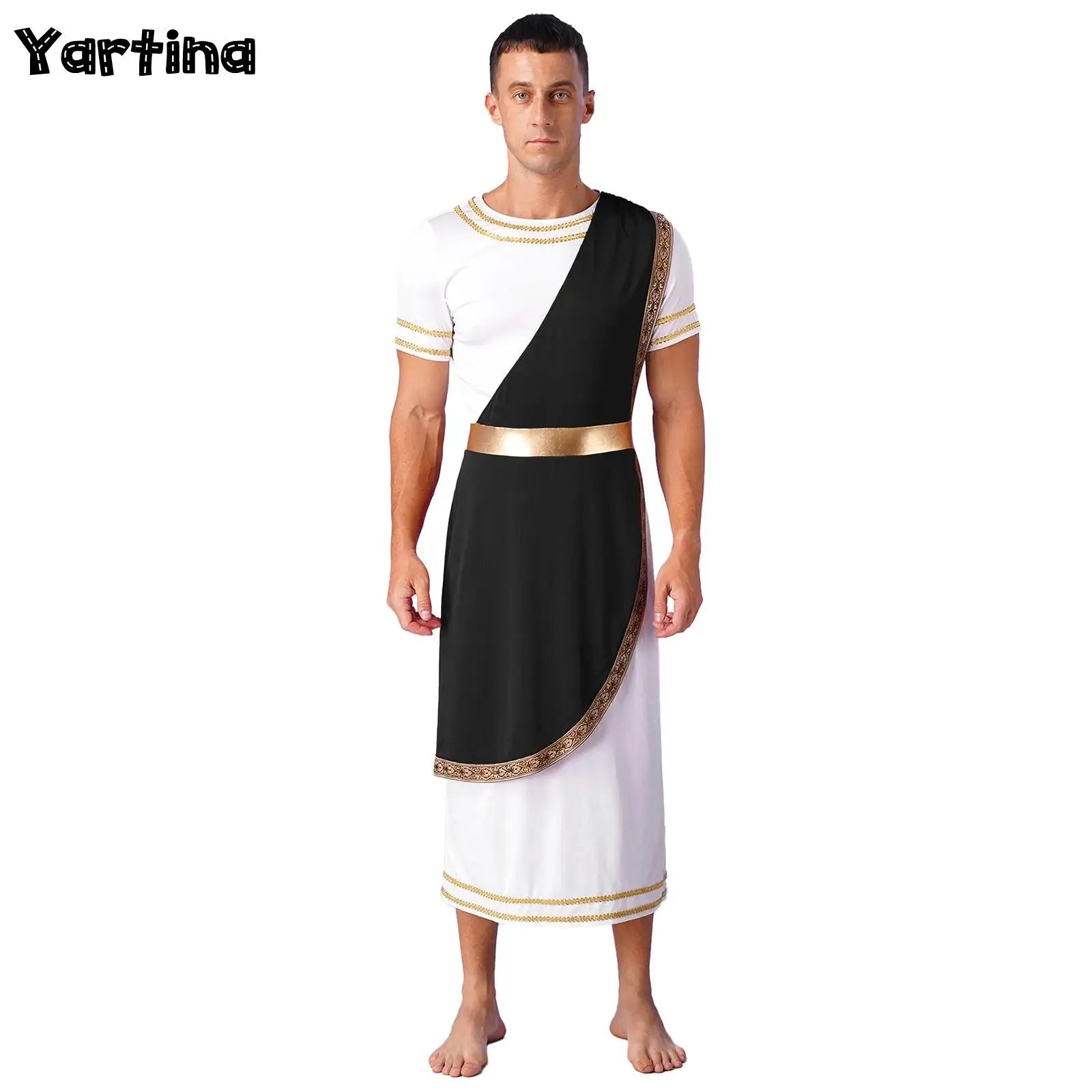 Mens Ancient Greek God Cosplay Outfit Roman Robe Costumes Ancient Greek Toga Spartan Dress Up Retro Vintage Warrior Clothing