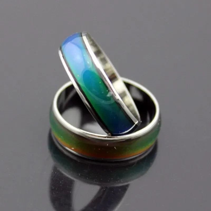 Unisex 6mm Wide Simple Fashion Mood Sense Warm Color Changing Ring