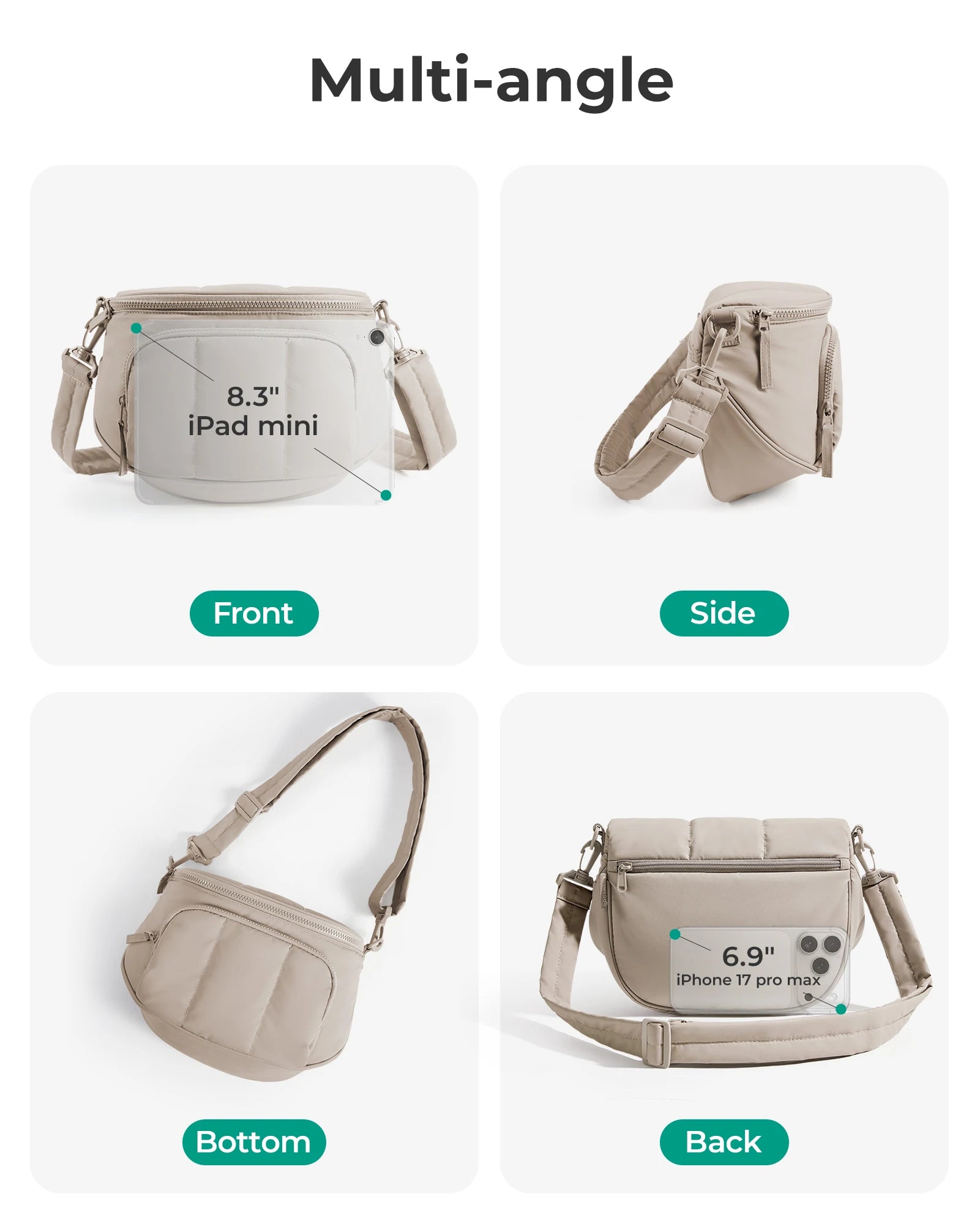BAGSMART Puffer Crossbody Bags for Women Small Cross Body Purses for Women Travel Work Quilted Water-resistant Hobo
