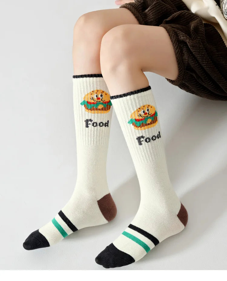 4 Pairs Long Socks Children's Newest Tennis Socks Knee Socks Cotton Striped Sporty Socks Boys Girls Skating Athletic Socks