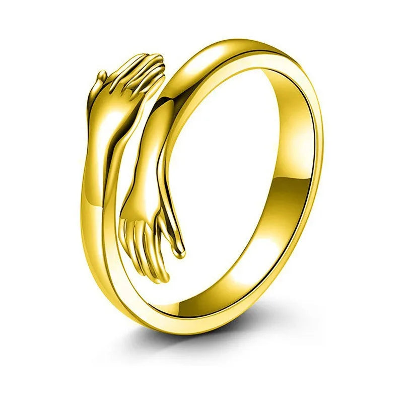 Romantic Hand Hug Rings Gold Silver Color Adjustable Couple Finger Ring Fashion Jewelry For Lovers